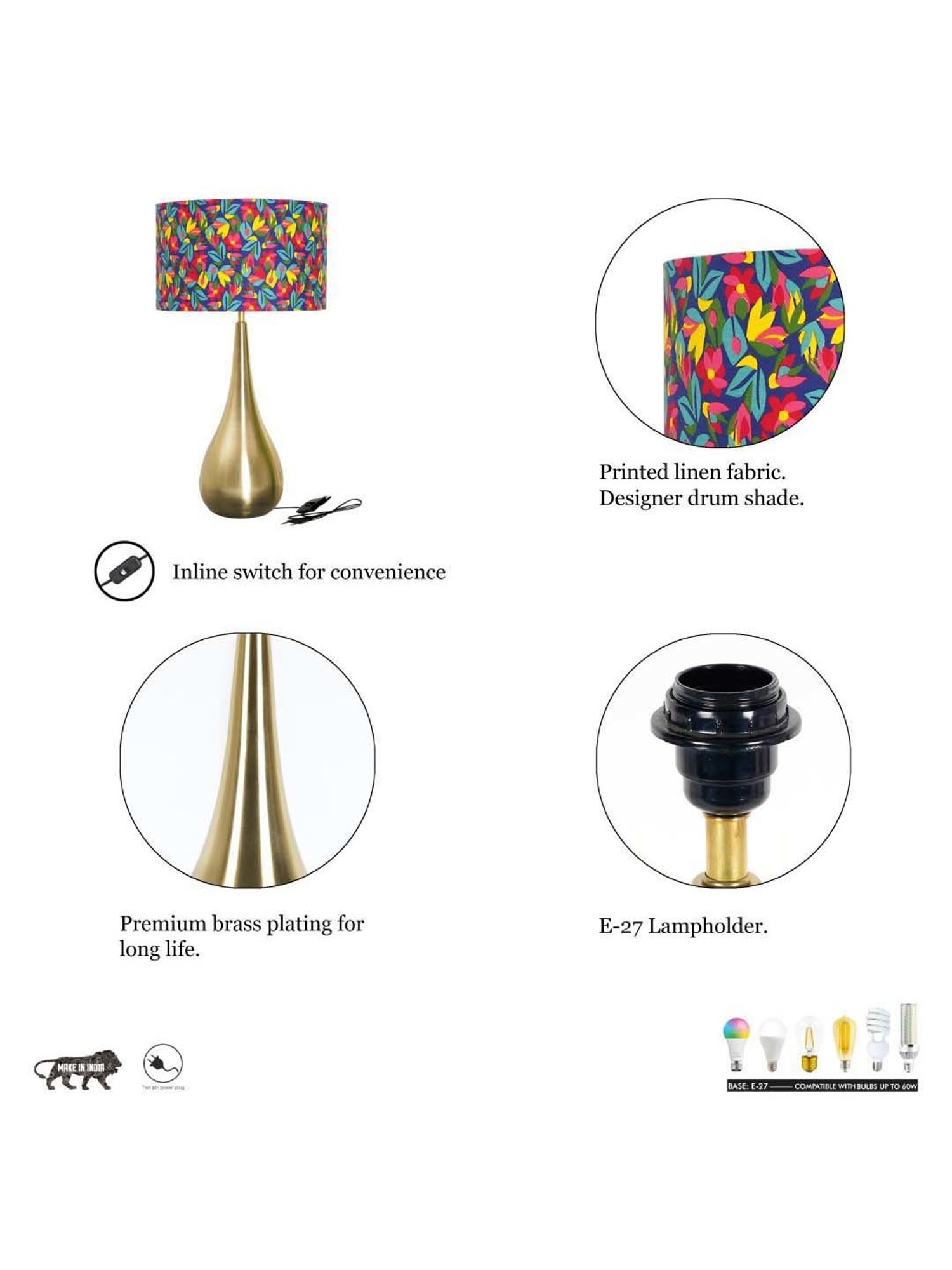 Kapoor E Illuminations Green Study Table Lamp - Set of 1