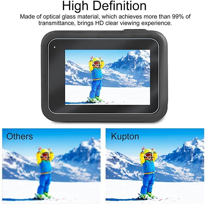 Screen Protector for GoPro Hero 8 + Small Hard Shell Carrying Case Accessory Bundles 2 Packs Lens amp Screen amp Display Tempered Glass Screen Protector Film + EVA Travel Case Storage Bag