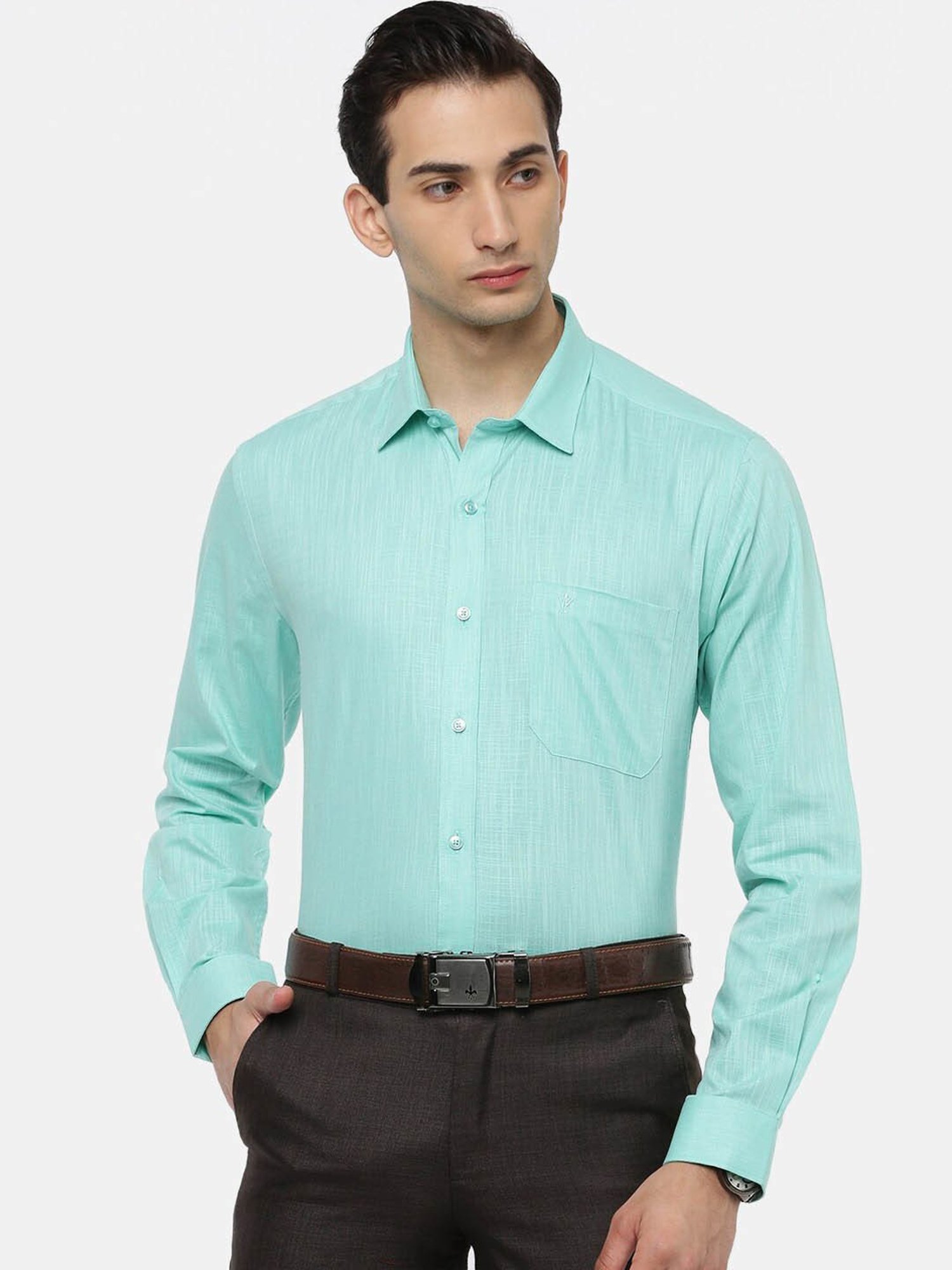 Ramraj Aqua Cotton Slim Fit Self Pattern Shirt