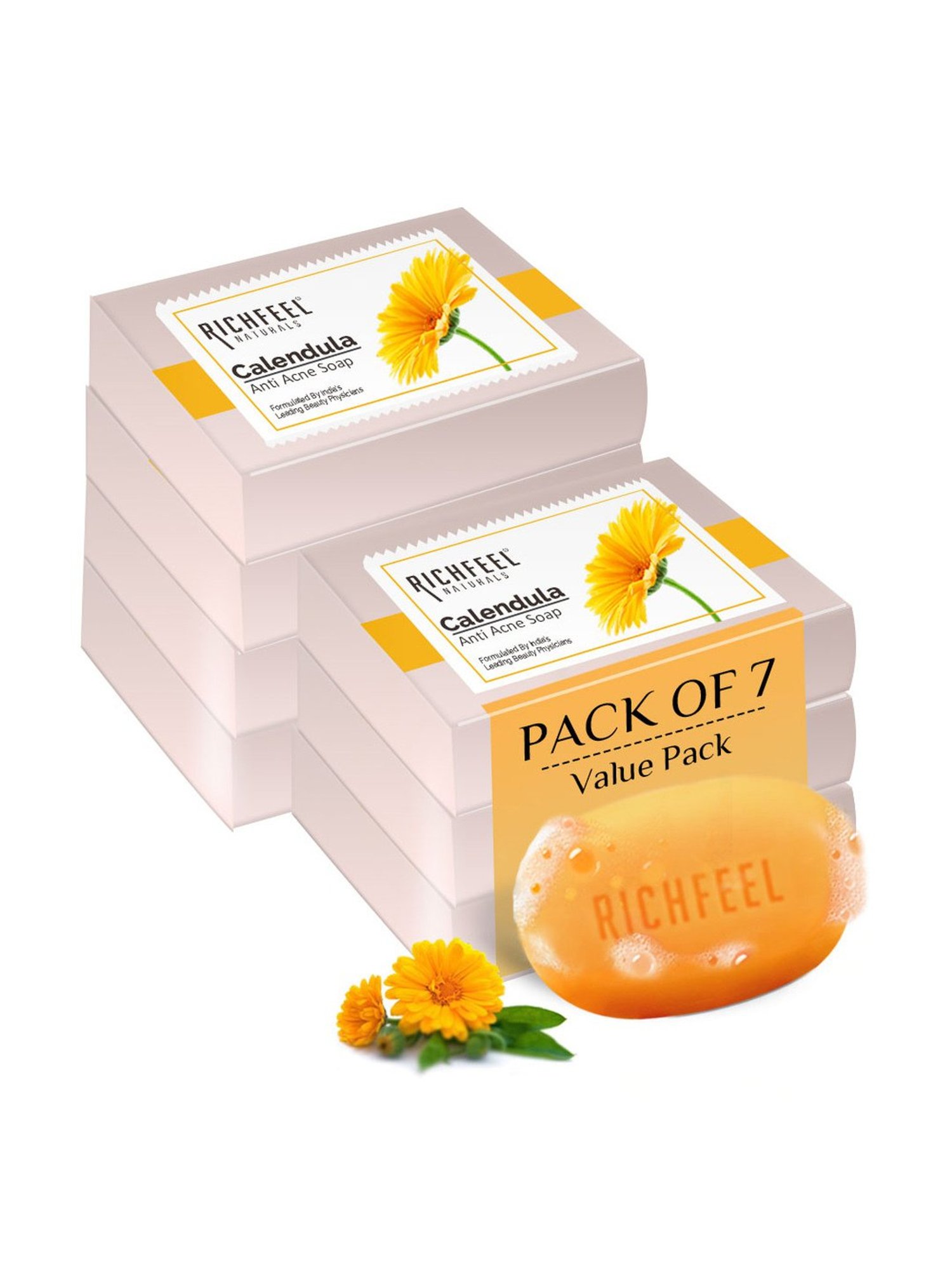 Richfeel Calendula Anti Acne Soap - Pack of 7