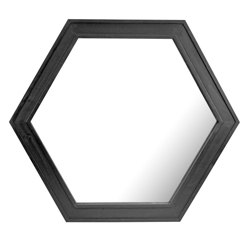 Wooden Hexagon Decorative Wall Mirror Black - Stonebriar Collection