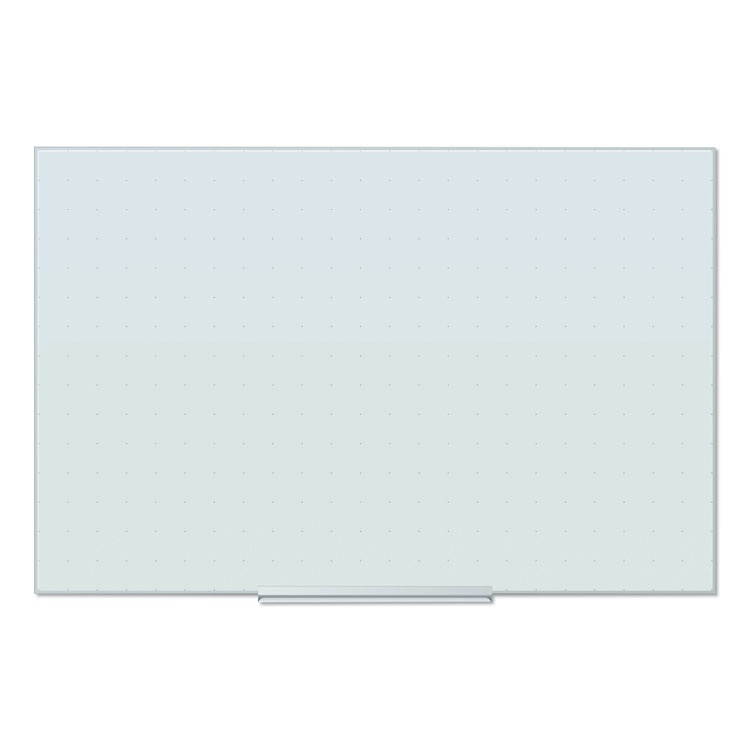 Floating Glass Ghost Grid Dry Erase Board, 48 x 36 Inches, White Frosted Surface, Frameless UBR2799U0001