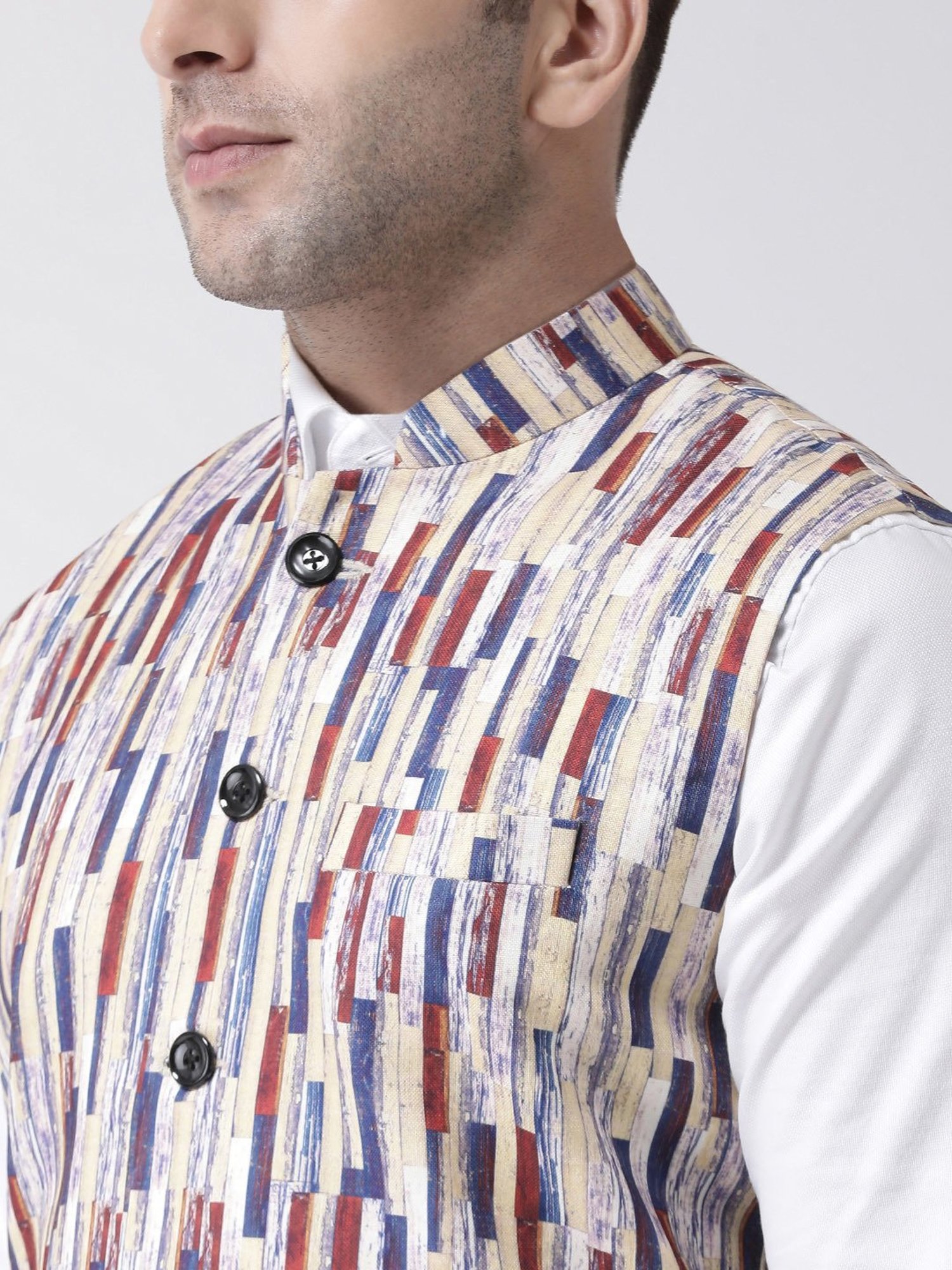 Hangup Plus Multicolor Regular Fit Printed Nehru Jacket