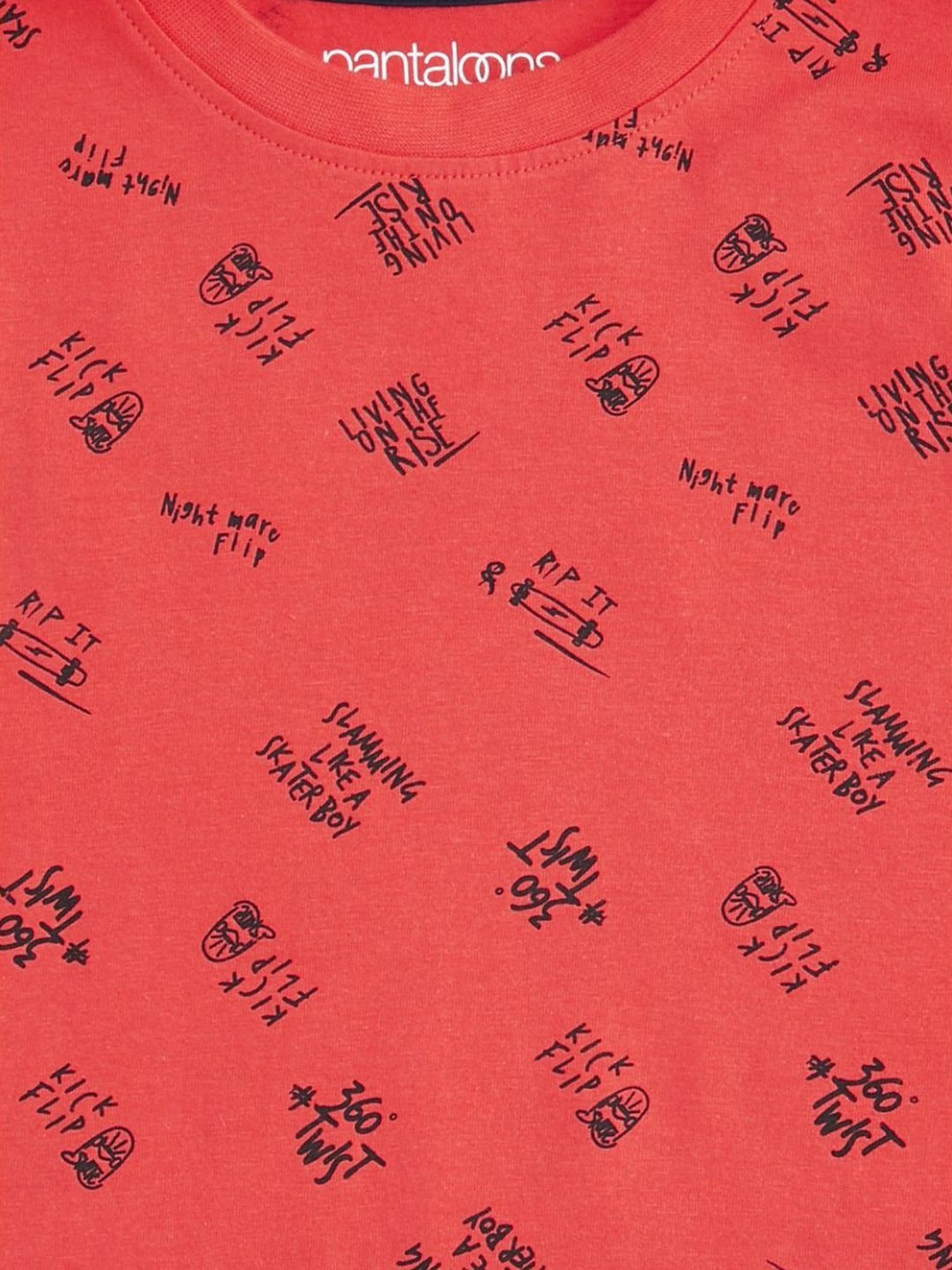 Pantaloons Junior Red Cotton Printed T-Shirt