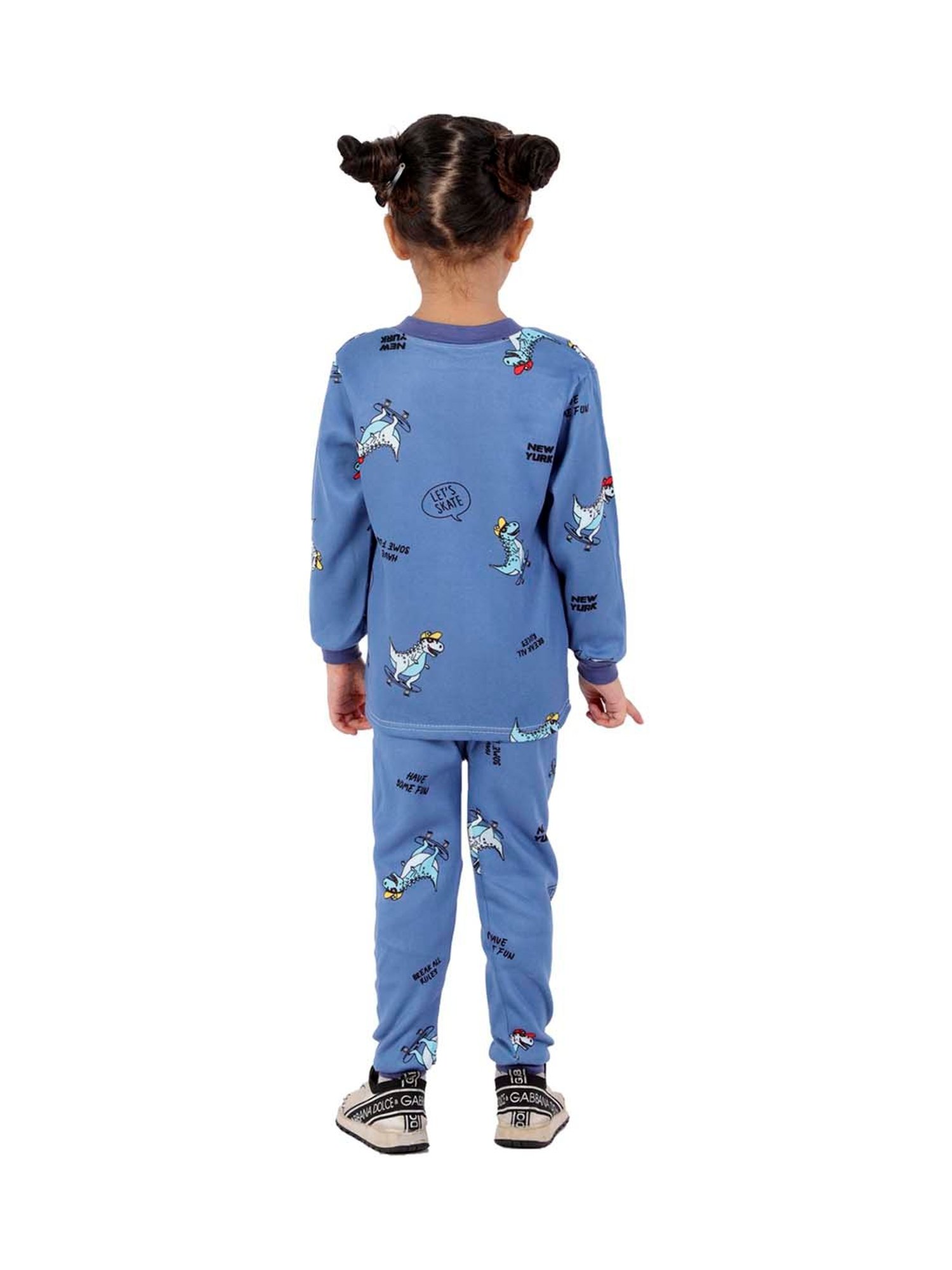 Ahhaaaa Kids Blue Printed Sweatshirt with Joggers
