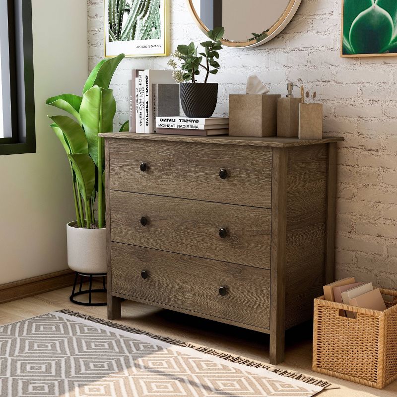 Ceclila 3 Drawer Dresser Walnut - miBasics