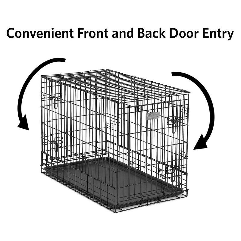 MidWest Homes for Pets Side By Side Double Door Safe Foldable Steel SUV Dog Pet Travel, Transport Cargo Crate/Kennel with Drop Pan, Black