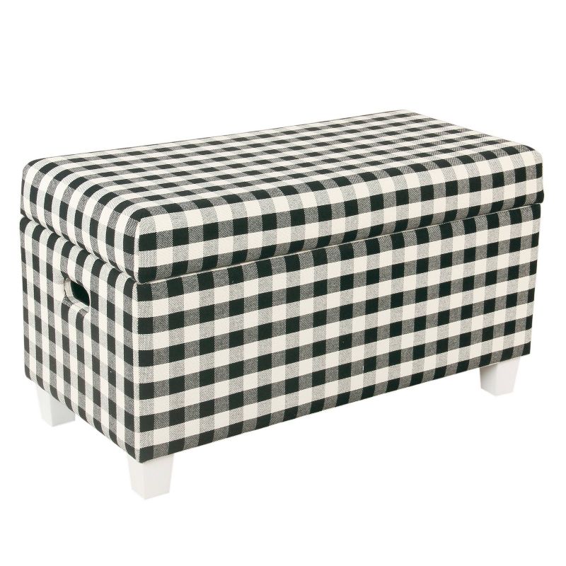 Storage Bench Black Plaid - HomePop