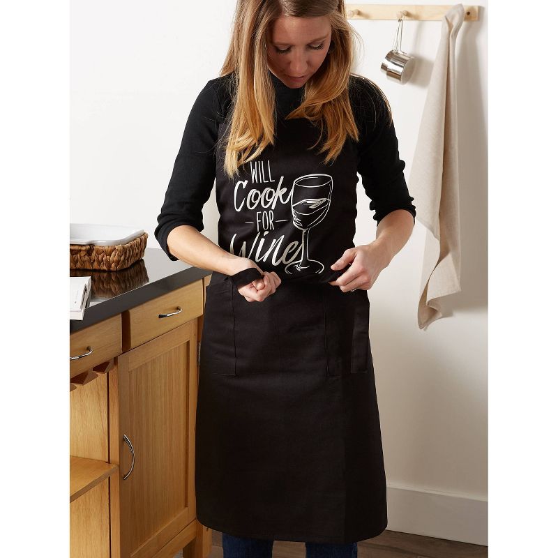 Cotton Cook For Wine Chefs Apron Black/White - Design Imports