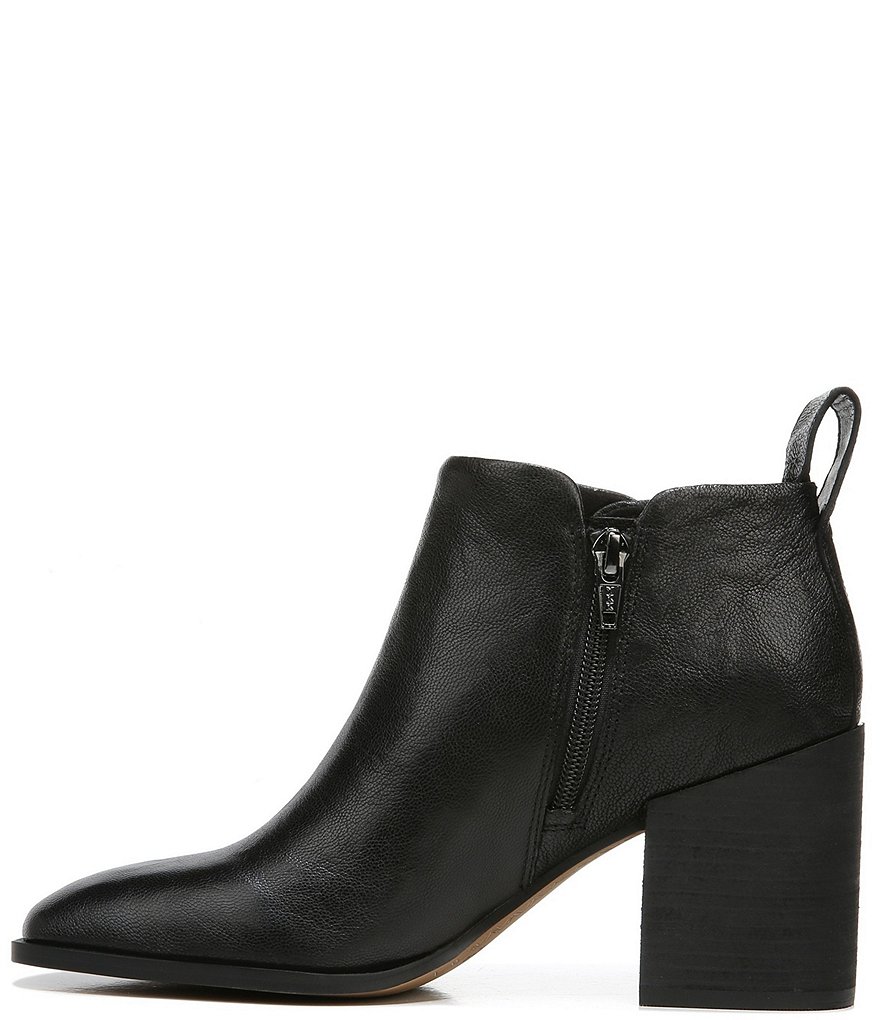 Vionic Lyssa Distressed Leather Square Toe Block Heel Booties