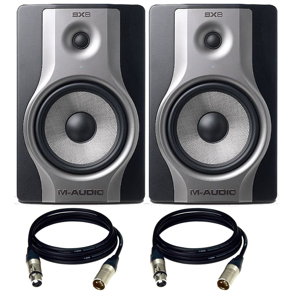 M-Audio BX8 Carbon  Speaker Studio Monitors for Music Production and Mixing. W/ Free XLR Cables.