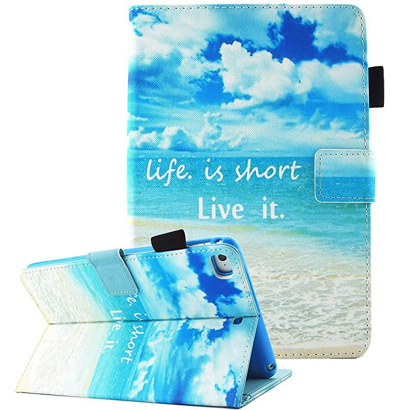iPad Mini Case, iPad Mini 2/3 Case, iPad Mini 4 Case, iPad Mini 5 Case,  Multi-Angle Viewing Folio Smart Leather Cover with Auto Sleep/Wake for 7.9" Apple iPad Mini 1/2/3/4/5, Beach