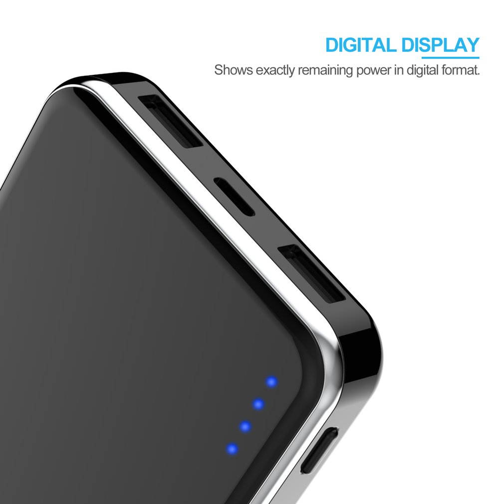 Aigo 5V/2A 10000mAh Micro-USB Polymer Core Ultra Slim Dual USB Ports Portable External Battery Fast Charging Charger Power Bank