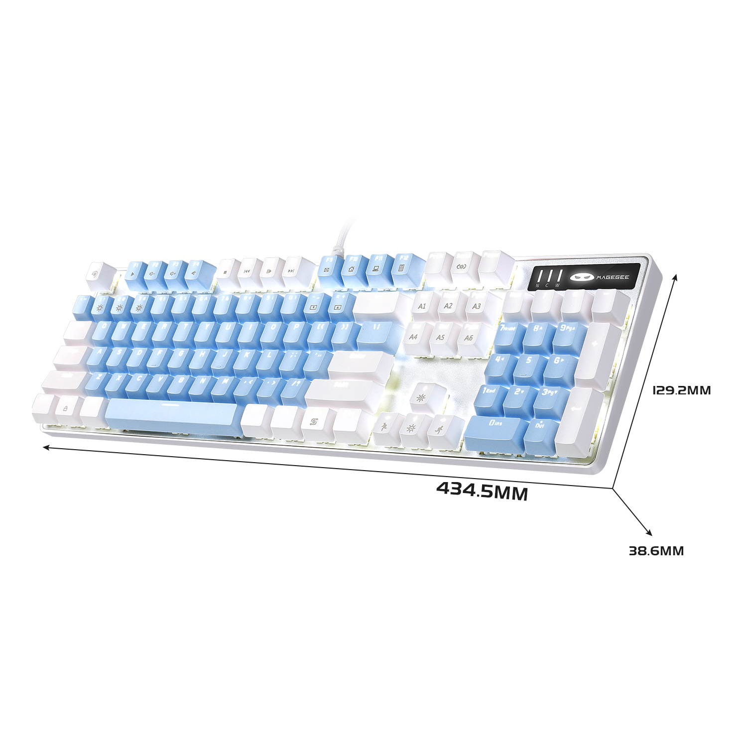 Mechanical Gaming Keyboard, MageGee 2020 New Upgraded Blue Switch 104 Keys White Backlit Keyboards, USB Wired Mechanical Computer Keyboard for Laptop, Desktop, PC Gamers(White & Blue)