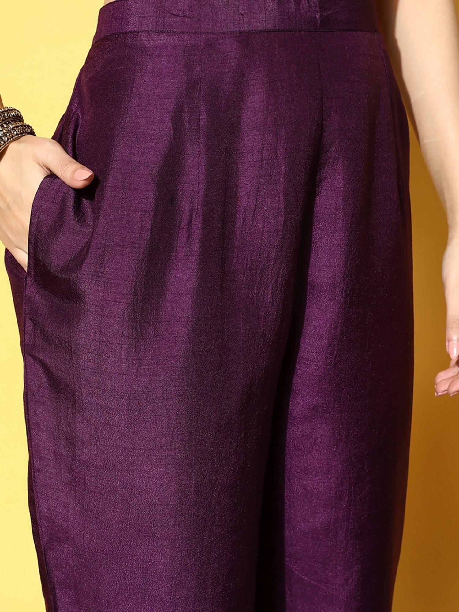Indo Era Purple Embroidered Kurta Pant Set With Dupatta