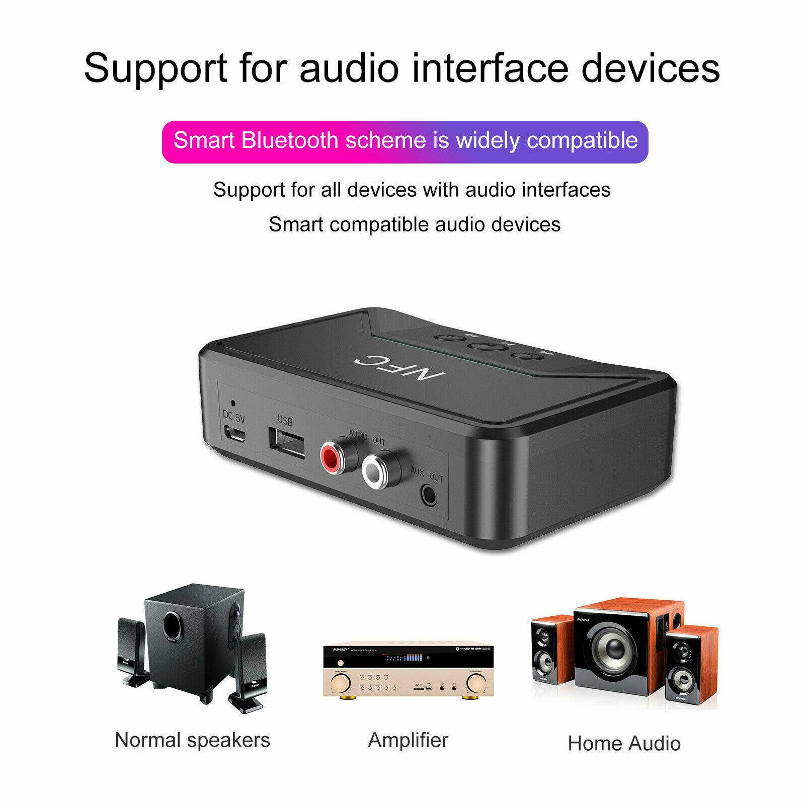 USA Wireless Bluetooth NFC Receiver 5.0 aptX LL RCA 3.5mm Jack Aux Audio Adapter