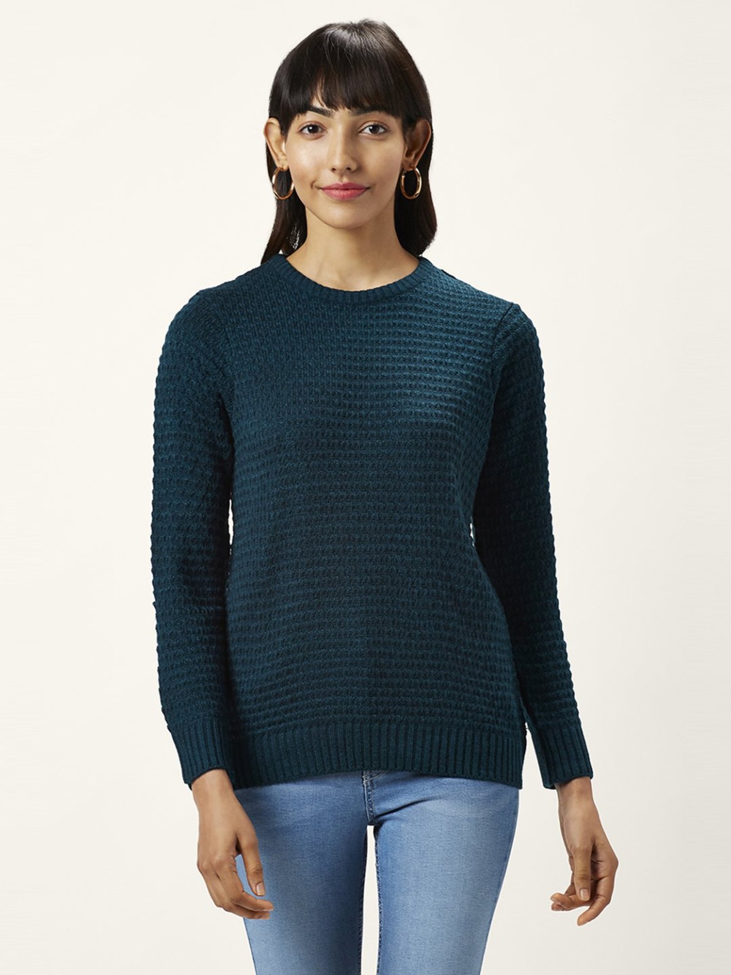 Honey by Pantaloons Blue Self Pattern Sweater
