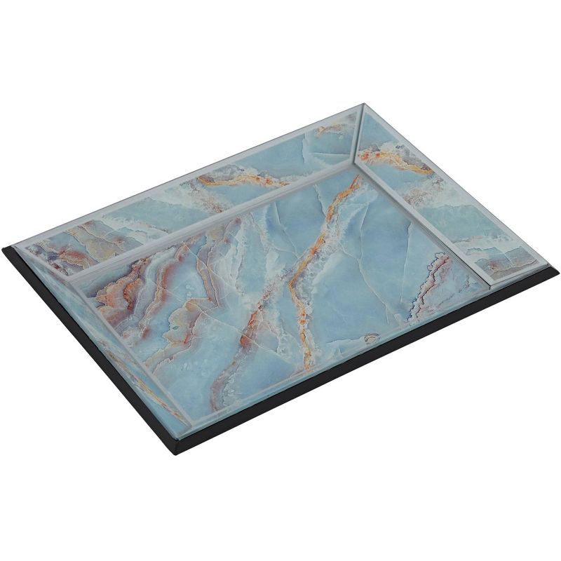 Studio 55D Shiny Polished Blue Glass Decorative Tray