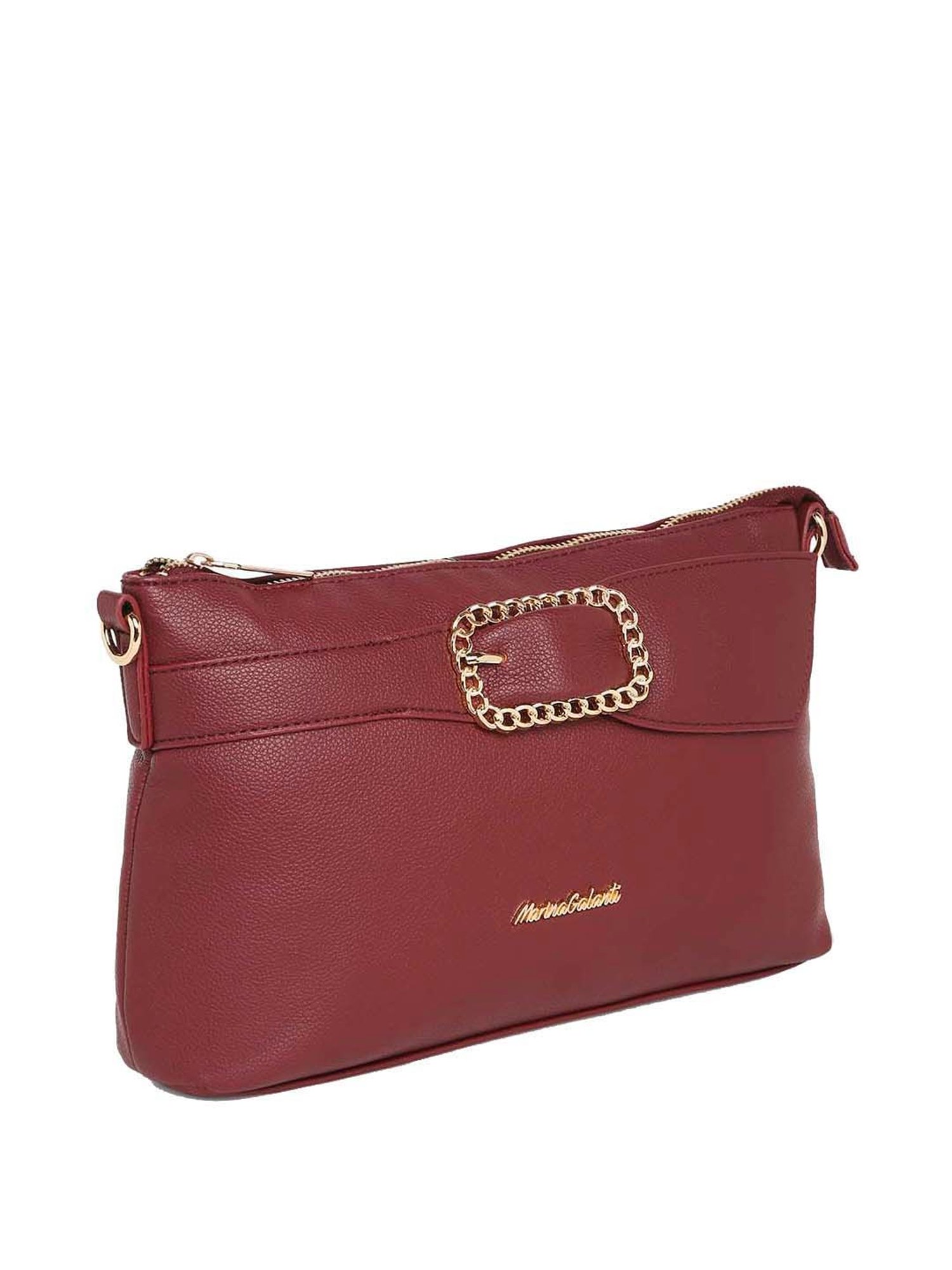 Marina Galanti Maroon Solid Medium Sling Handbag
