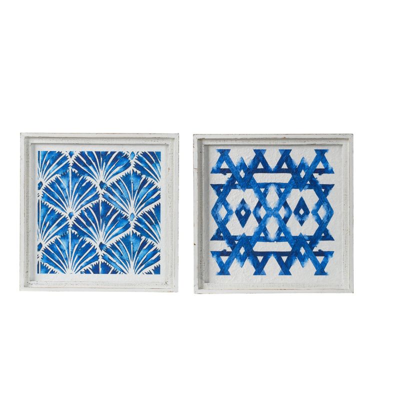 Set of 2 Decorative Wall Arts White/Indigo - A&B Home