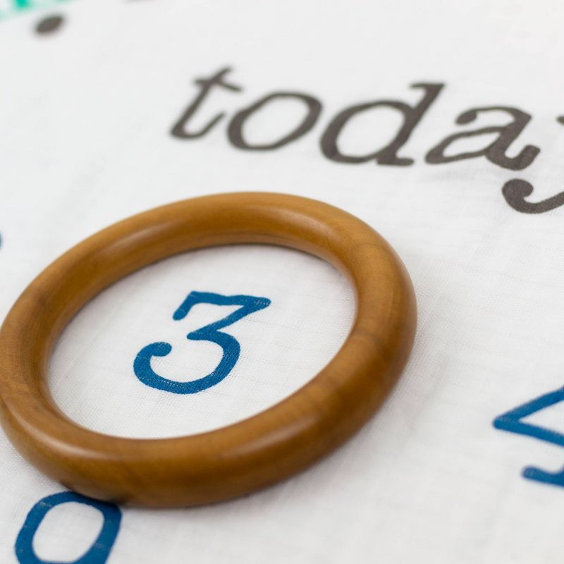 Honest Baby Organic Cotton Muslin Giftable Milestone Blanket - Teal Geometric