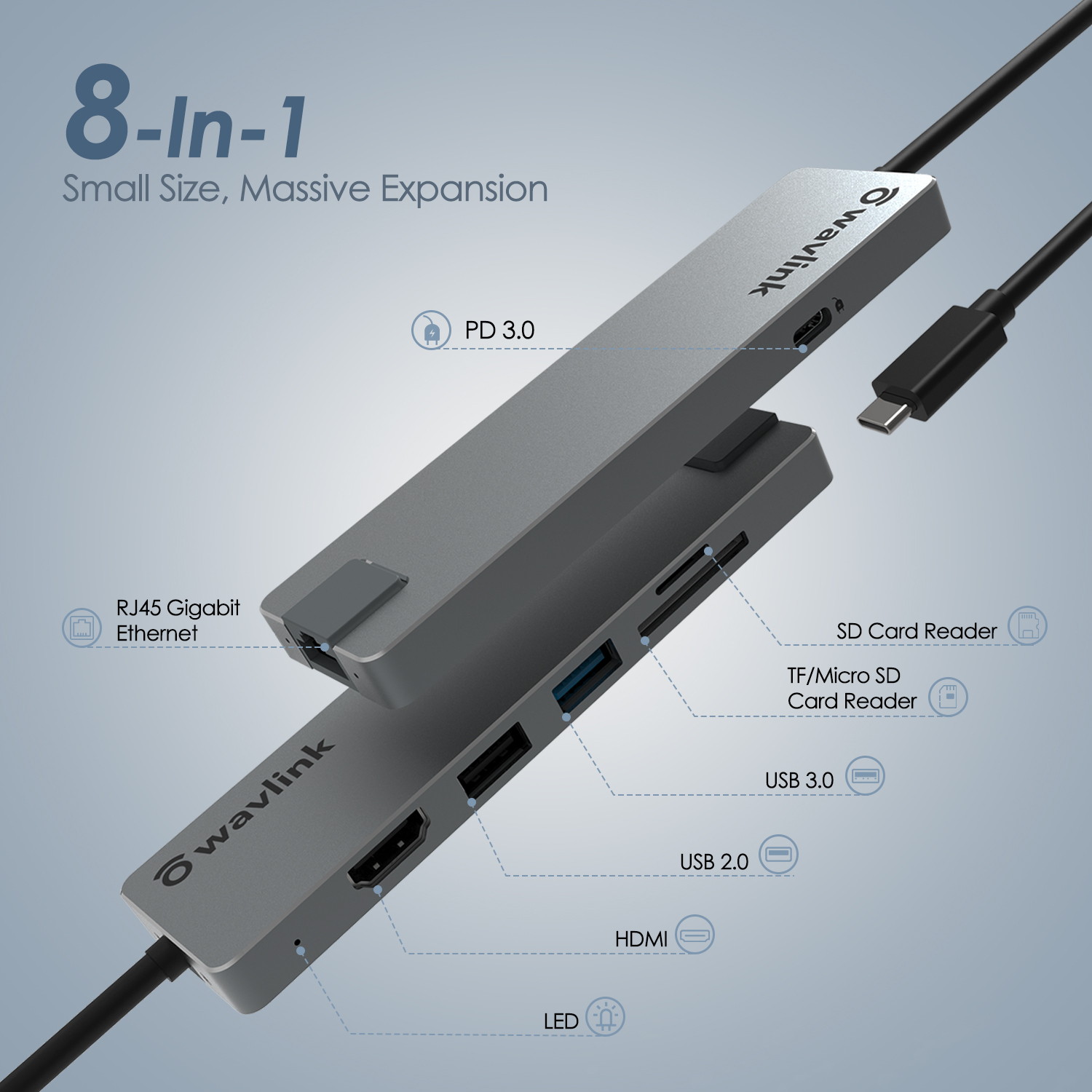 Madeng USB 3.0 HUB Adapter Extender Mini Splitter Box 3 Ports for PC Laptop Macbook Mobile Phone High Speed U Disk Reader