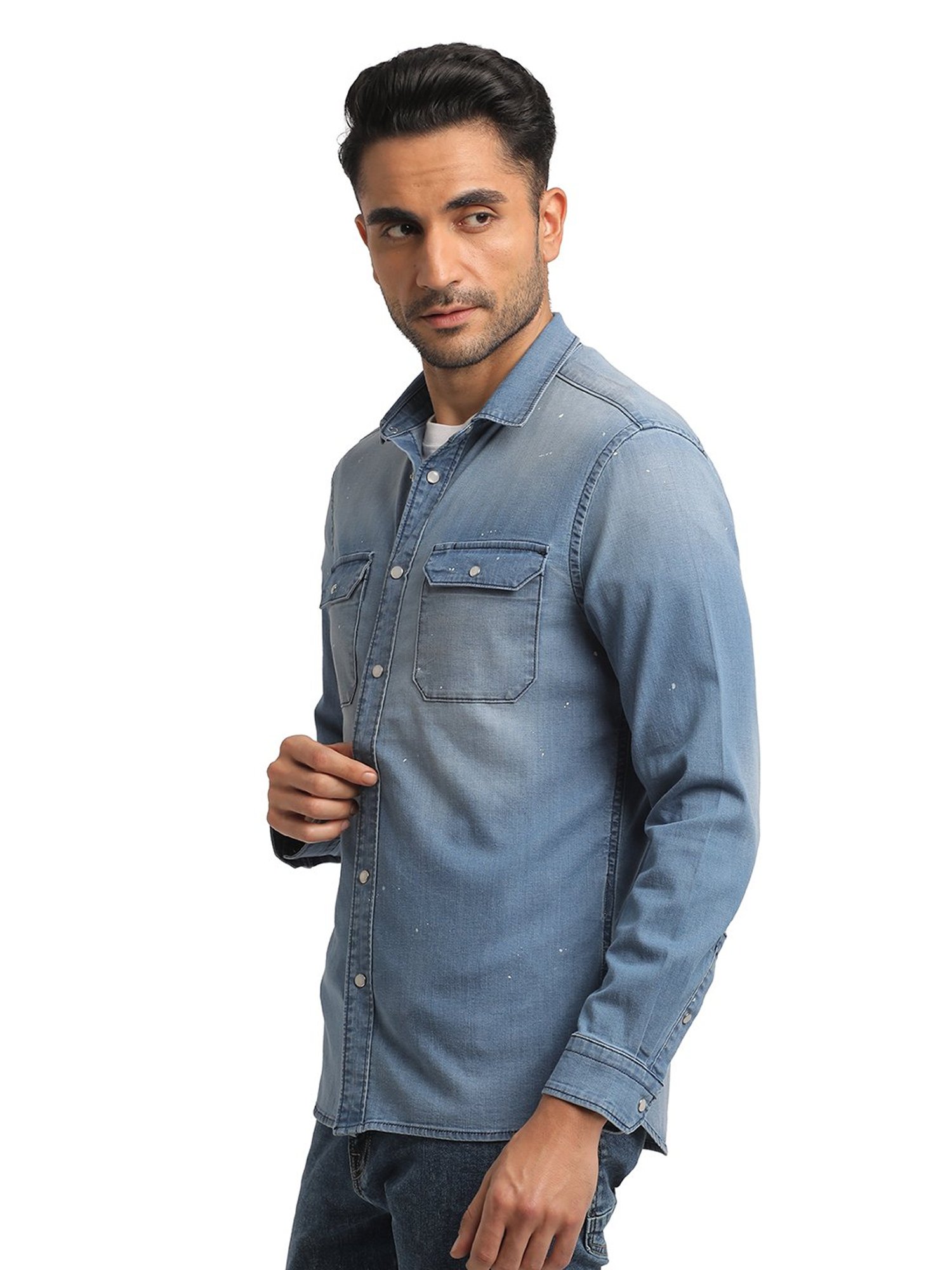 EVERBLUE Light Blue Regular Fit Shirt