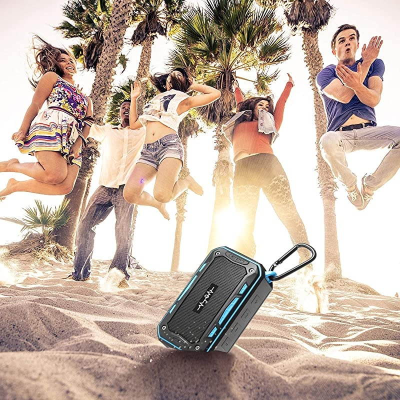 Outdoor Wireless Bluetooth 4.2 Speaker Rechargable 2200mAh Waterproof Dustproof Shockproof 10W Enhanced Bass with TWS Pairing Function for Beach, Shower & Home