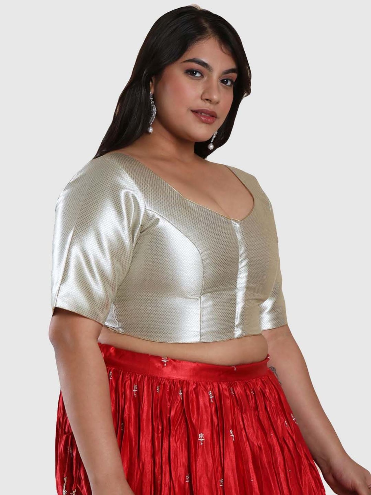 Salwar Studio Silver Textured Pattern Blouse