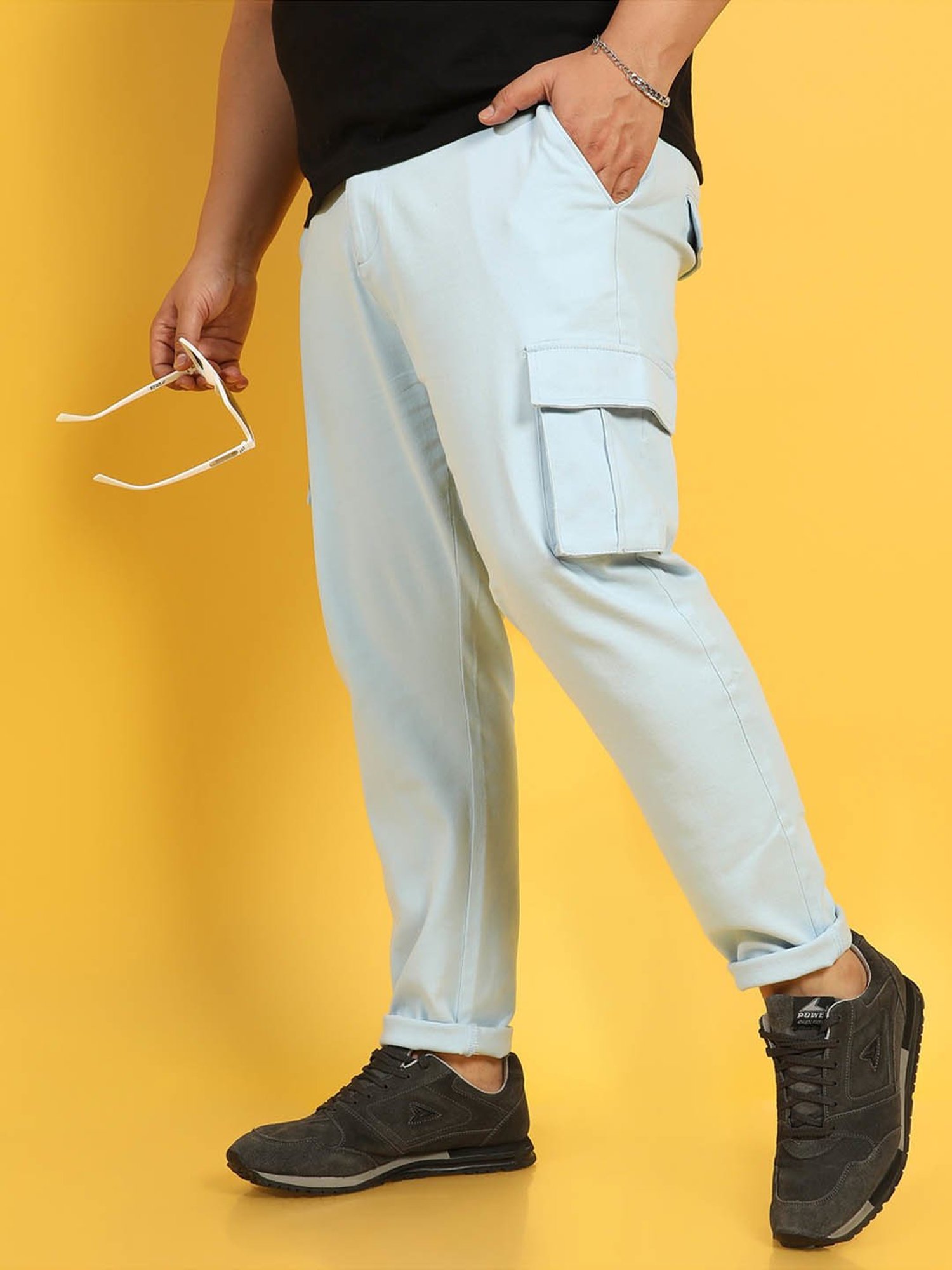 Instafab Plus Blue Regular fit Plus Size Cargos