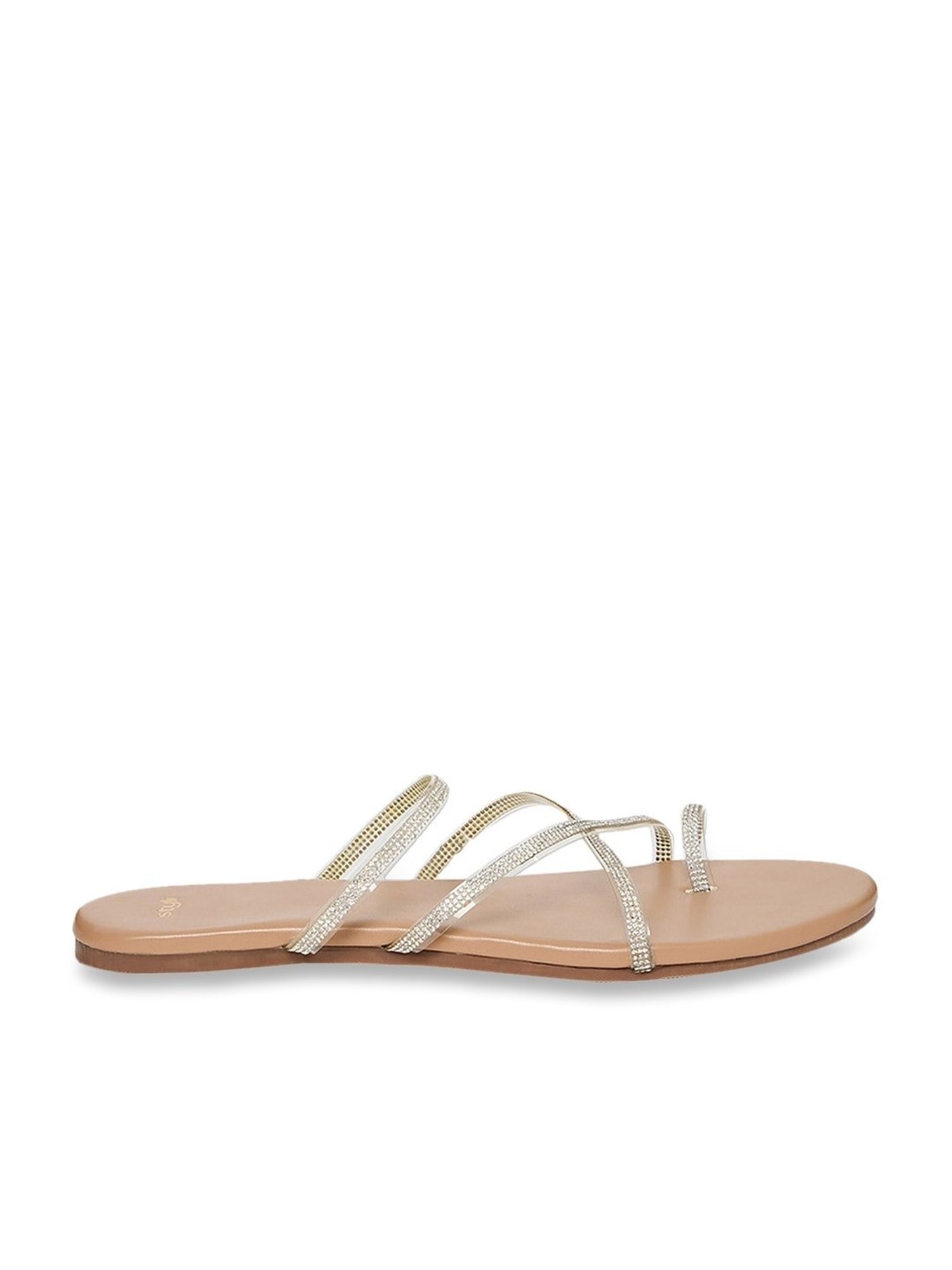Styli Women's Beige Toe Ring Sandals