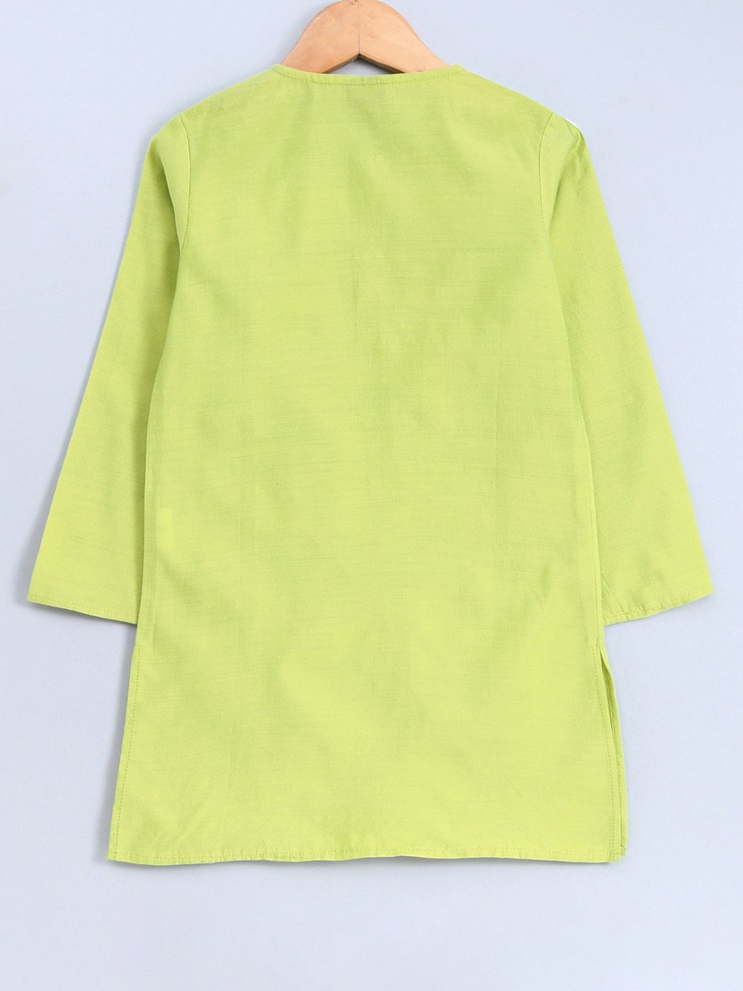 TWISHA Kids Lime Green & White Floral Print Full Sleeves Kurta , Pyjamas with Jacket