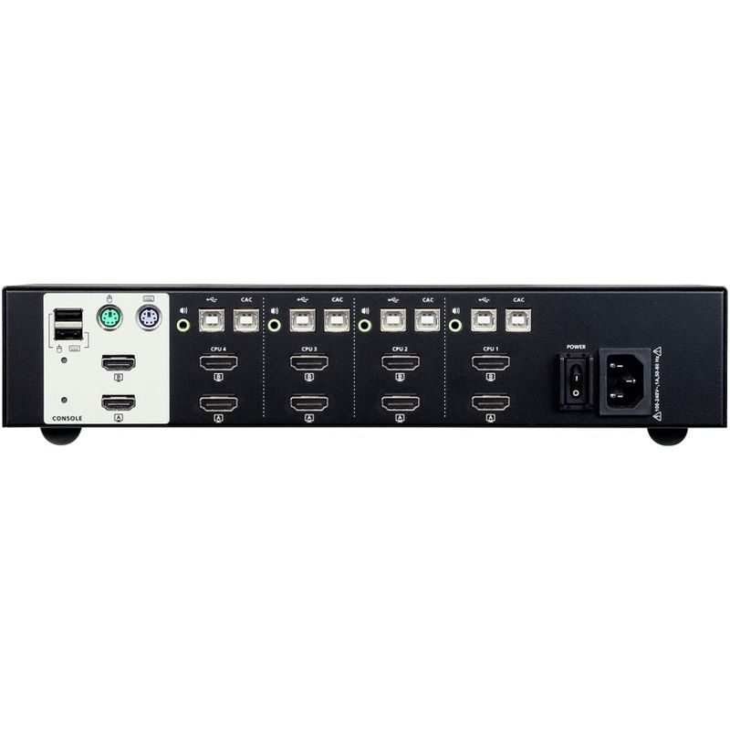 ATEN 4-Port USB HDMI Dual Display Secure KVM Switch (PSS PP v3.0 Compliant)-TAA Compliant - 4 Computer(s) - 1 Local User(s) - 3840 x 2160