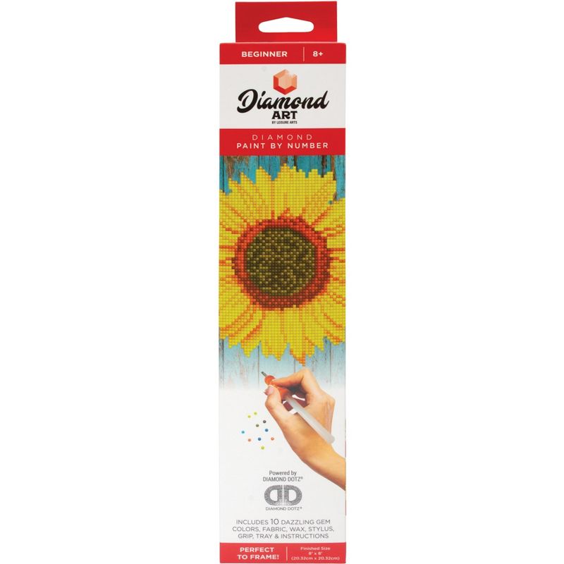 Leisure Arts Diamond Art Beginner Kit 8"X8" -Sunflower