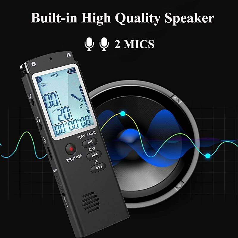 8GB Voice Recorder USB Rechargeable Dictaphone LCD Recorder with Speaker Multifunctional Digital Audio and MP3 Music Player Black