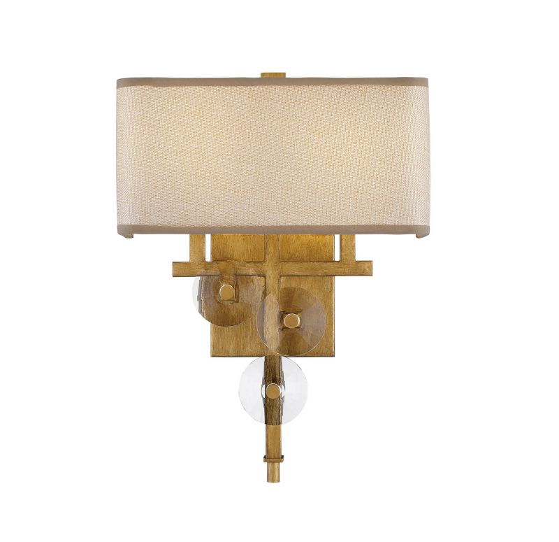 16" Engeared 2 Light Wall Sconce Antiqued Gold Leaf/Gold Fabric - Varaluz
