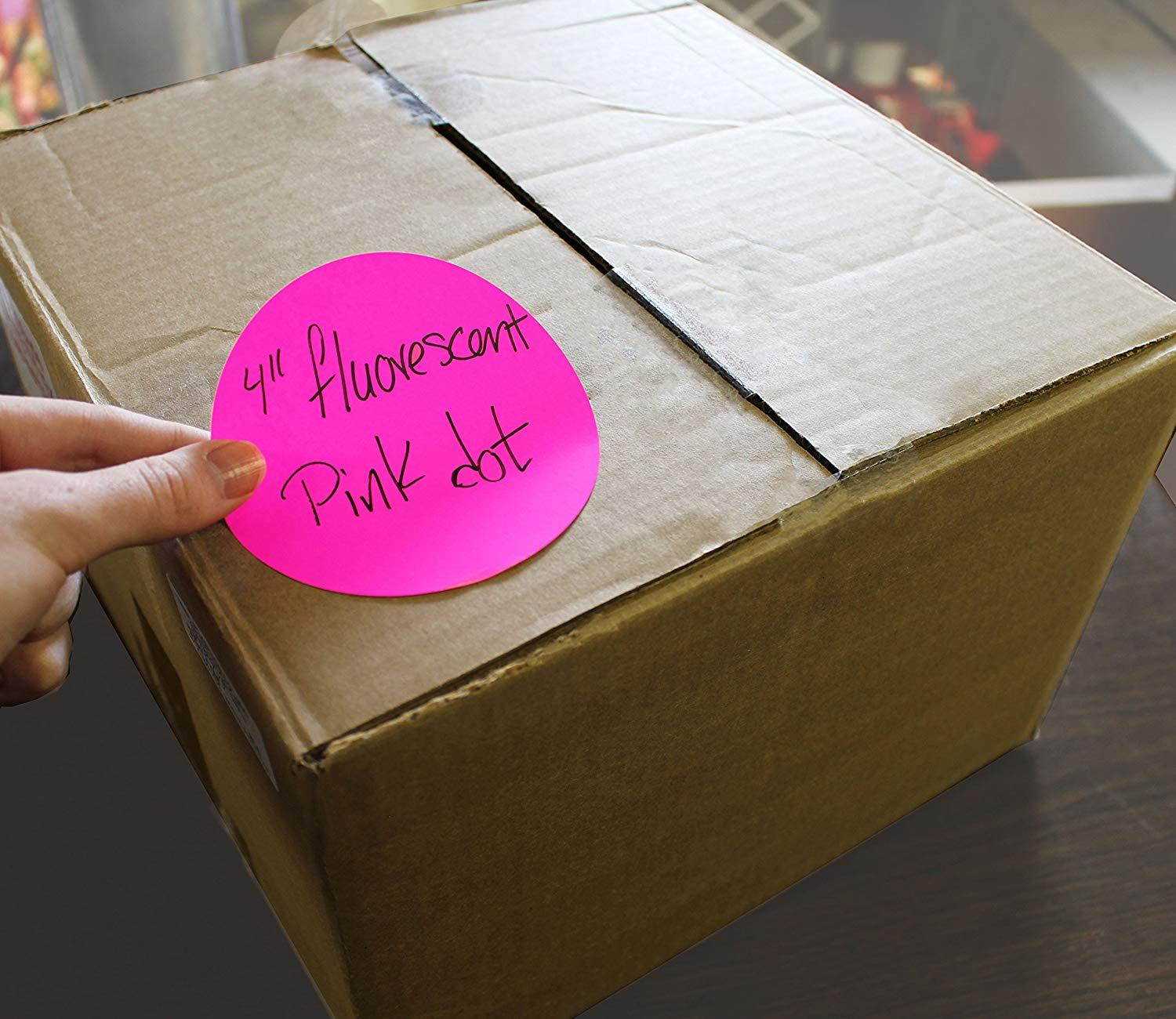 ChromaLabel 4 inch Color-Code Dot Labels | 250/Roll (Fluorescent Pink)