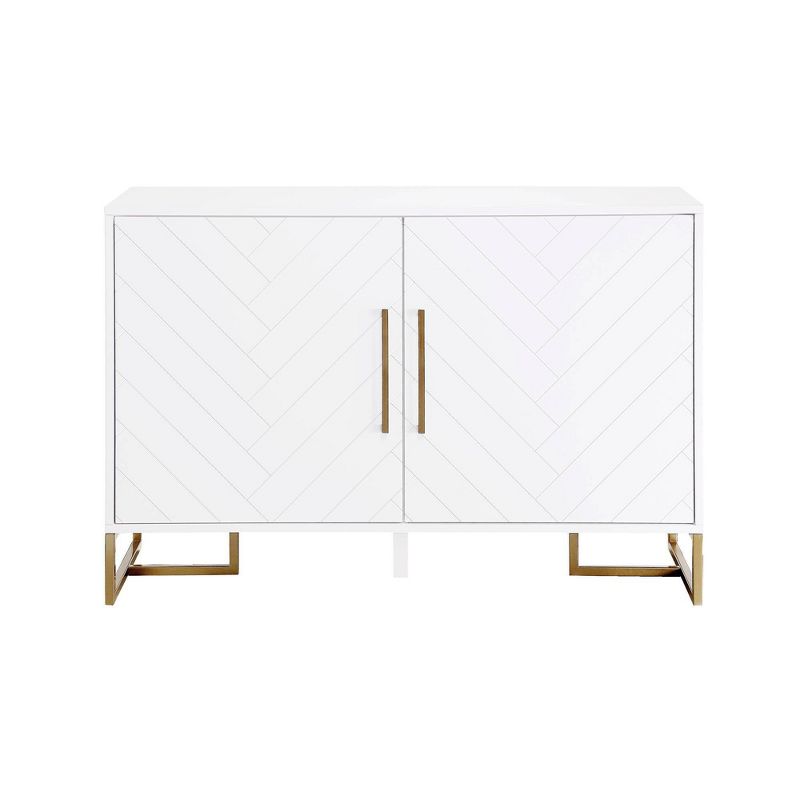 Herringbone Console Unit White - CosmoLiving by Cosmopolitan