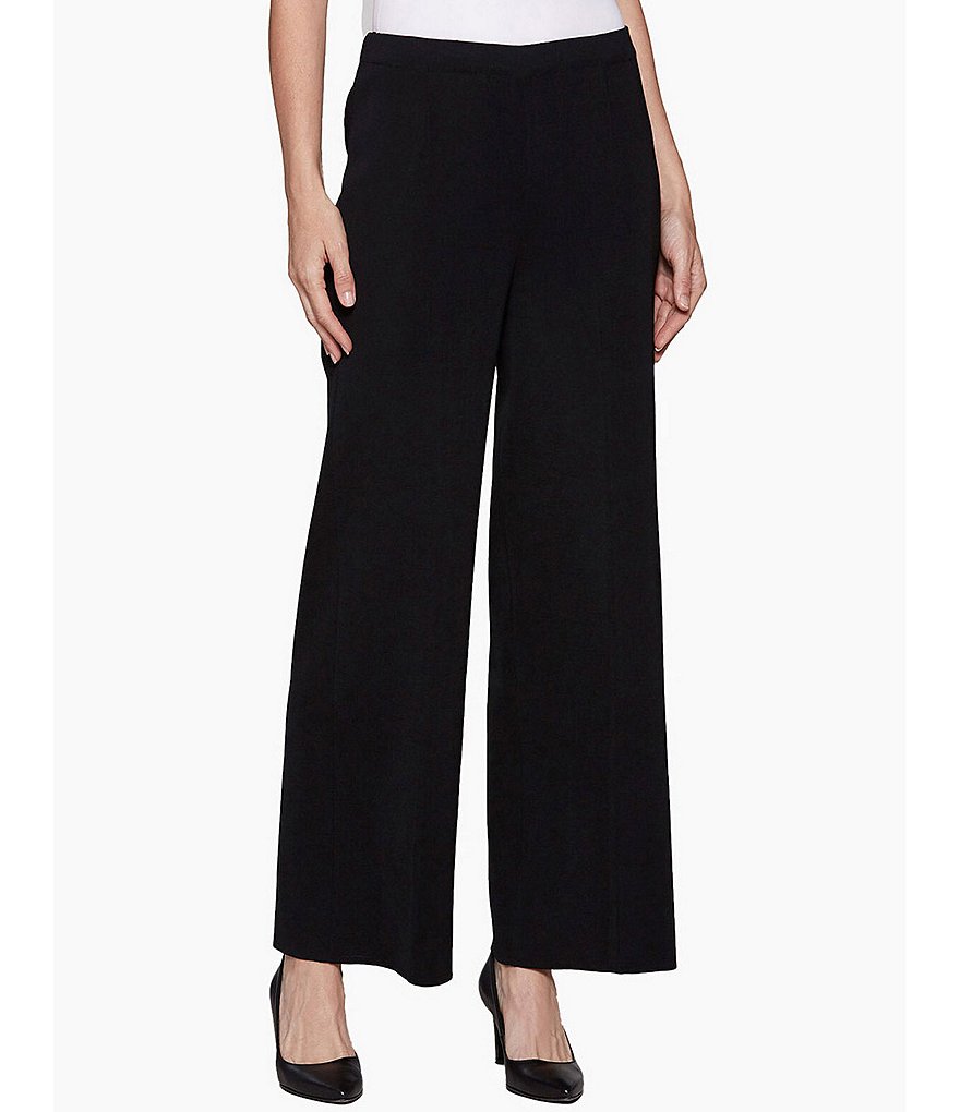Ming Wang High-Rise Wide Leg Knit Pull-On Pant