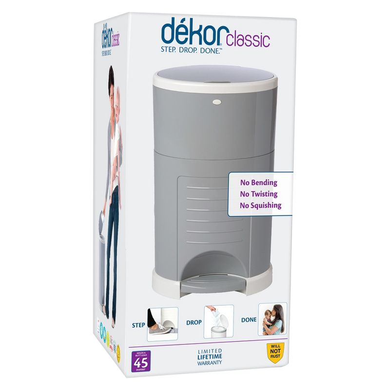 Dekor Classic Hands Free Diaper Pail - Gray