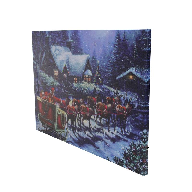 Northlight LED Lighted Santa Claus in Sleigh Christmas Canvas Wall Art 15.75" x 23.5"