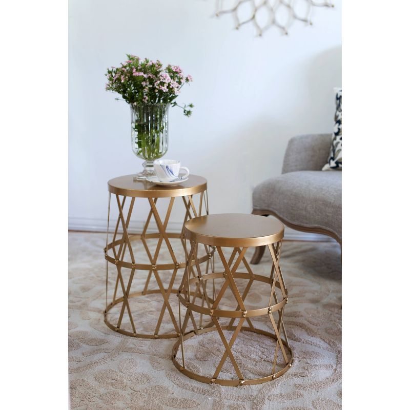 Set of 3 Glam Mirrored Accent Tables Gold - Olivia & May