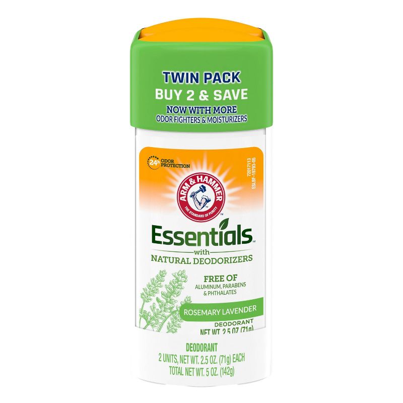 Arm & Hammer Essentials Solid Deodorant Fresh Wide Stick Twin Pack - 2.5oz/2pk