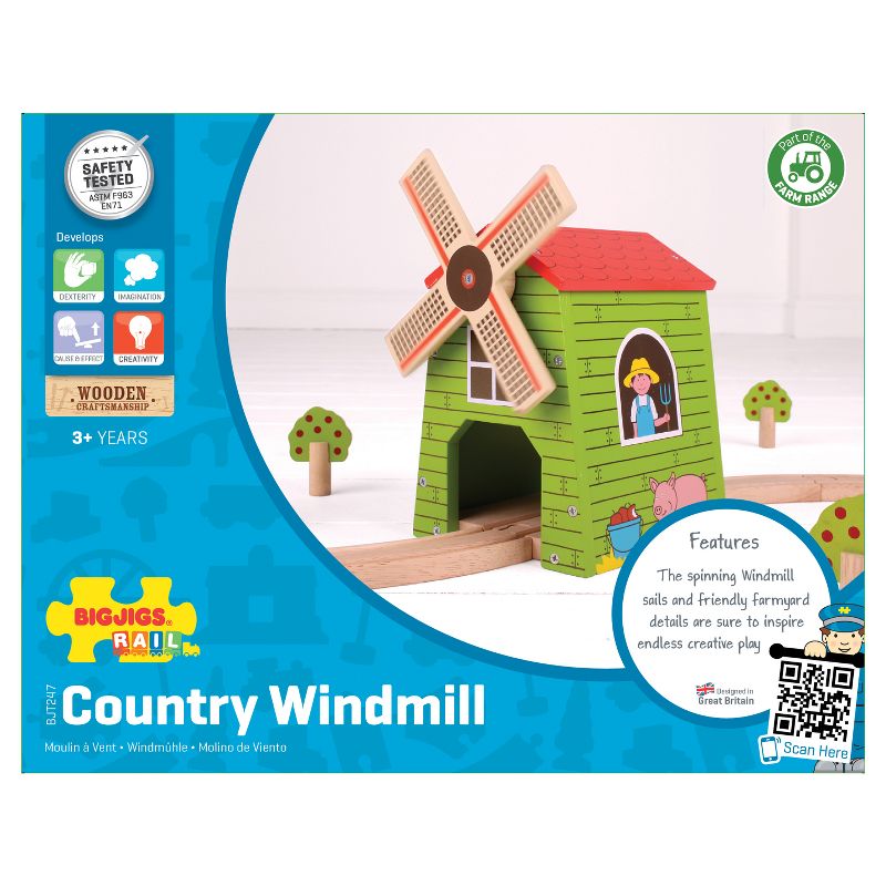 Bigjigs Rail Country Windmill Wooden Railway Train Set Accessory