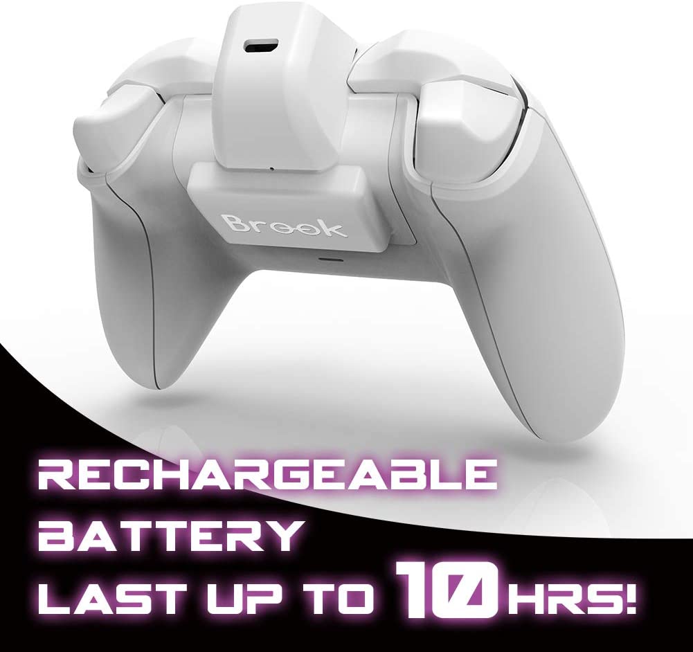 Brook Xbox One Adapter, X One Wireless Rechargeable 2X Battery Extra XL Converter for Xbox One Controller Support Switch PS4 PC iOS Motion Control Turbo Remap Snow White