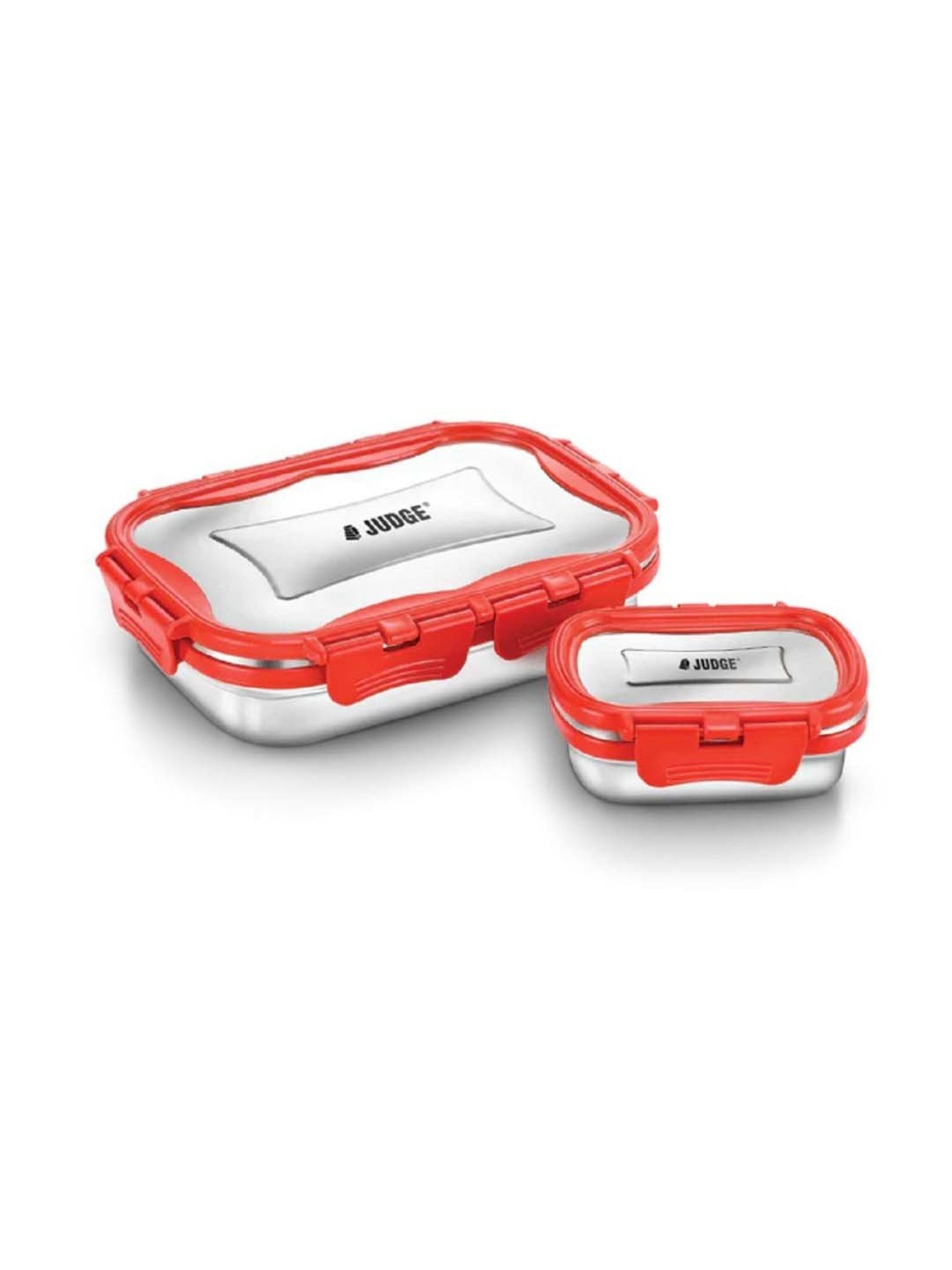 JUDGE Silver & Red Stainless Steel Lunch Box Set