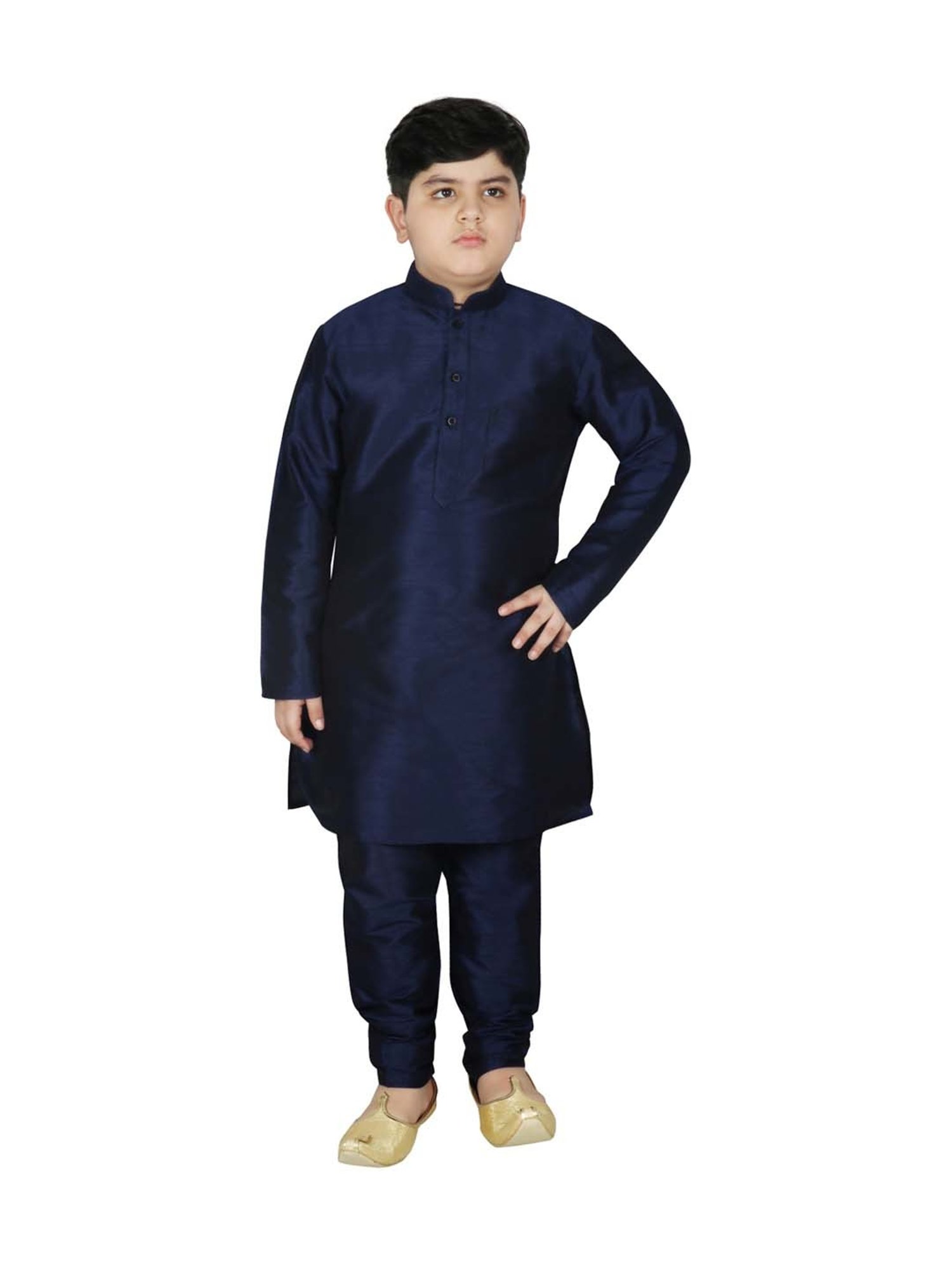 SG Yuvraj Kids Navy Printed Full Sleeves Kurta Set