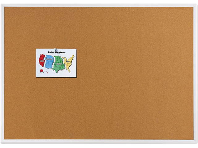Quartet 2301 Cork Bulletin Board, Natural Cork/Fiberboard, 24 x 18, Aluminum Frame