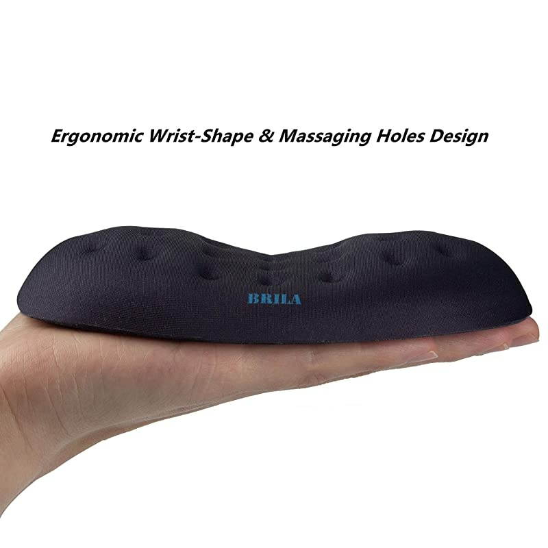 Upgraded Ergonomic Memory Foam Mouse Wrist Rest Support Pad Cushion for Computer Laptop Office Work PC Gaming Massage Holes Design Wrist Pain Relief