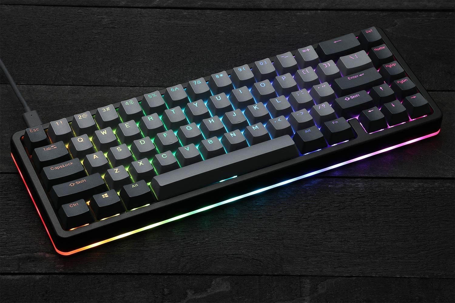 Drop ALT High-Profile Mechanical Keyboard &mdash; 65% (67 Key) Gaming Keyboard, Hot-Swap Switches, Programmable Macros, RGB LED Backlighting, USB-C, Doubleshot PBT, Aluminum Frame (Halo Clear, Black)